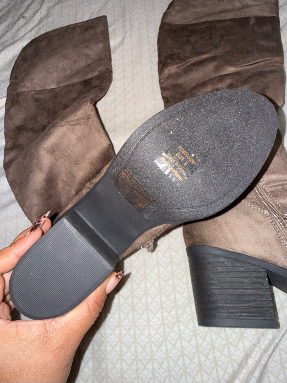 Journee Collection Taupe Over-the-Knee Block Heel Boots - Picture 3 of 7